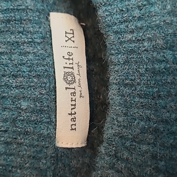 NATURAL LIFE DEEP SPECKLED GREEN HIPPIE DAISY PRINTED WOOL BLEND SWEATER XL - Picture 15 of 15